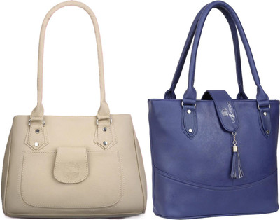 Lazzaroo Women Beige, Blue Shoulder Bag(Pack of: 2)