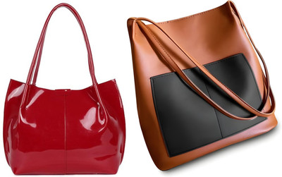 Trendycraft Women Red, Tan Handbag(Pack of: 2)