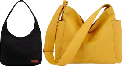 Trendycraft Women Yellow, Black Tote(Pack of: 2)