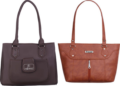 Lazzaroo Women Brown, Tan Shoulder Bag(Pack of: 2)