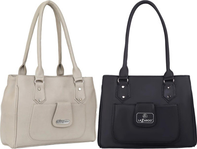 Lazzaroo Women White, Black Shoulder Bag(Pack of: 2)