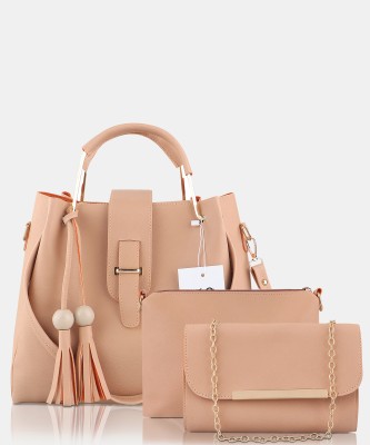 LIKE STYLE Women Beige Handbag(Pack of: 3)