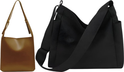 Trendycraft Women Black, Brown Tote(Pack of: 2)