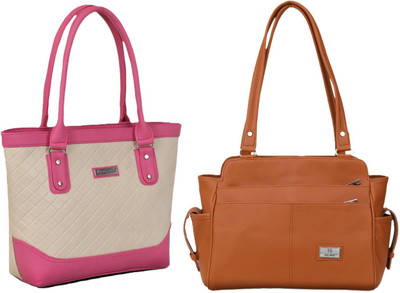 Lazzaroo Women Beige, Pink, Tan Shoulder Bag(Pack of: 2)