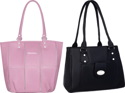 semiize Women Black, Pink Shoulder Bag(Pack of: 2)