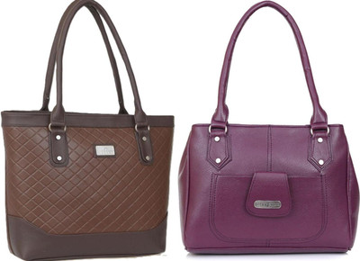 Lazzaroo Women Brown, Purple Shoulder Bag(Pack of: 2)