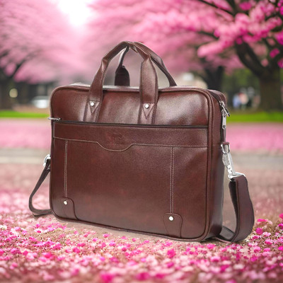 JairaJ hand Messenger laptop Bag Men & Women - Extra Spacious Synthetic Leather Waterproof Messenger Bag(Brown, 1378 L)