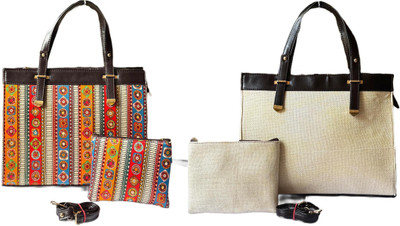 CRAFTWELL Women Multicolor Tote(Pack of: 2)