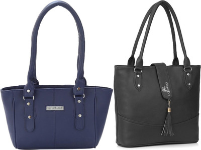 Lazzaroo Women Blue, Black Shoulder Bag(Pack of: 2)