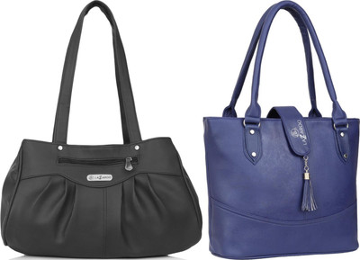 Lazzaroo Women Black, Blue Shoulder Bag(Pack of: 2)