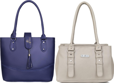 Lazzaroo Women Blue, Beige Shoulder Bag(Pack of: 2)