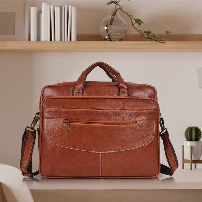 Romofy Men Tan Messenger Bag