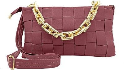 Pranav Creation Maroon Sling Bag Fancy & Trandy Checks Stripe Sling Purse/Side sling bag in PU-Leather