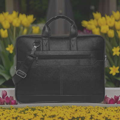 JairaJ Unisex Synthetic Leather Laptop Shoulder Messenger Bag men women Waterproof Messenger Bag(Black, 362 L)