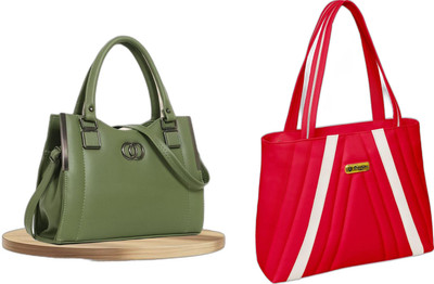 Nariox Women Red, Green Hand-held Bag(Pack of: 2)