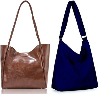 Trendycraft Women Blue, Tan Shoulder Bag(Pack of: 2)