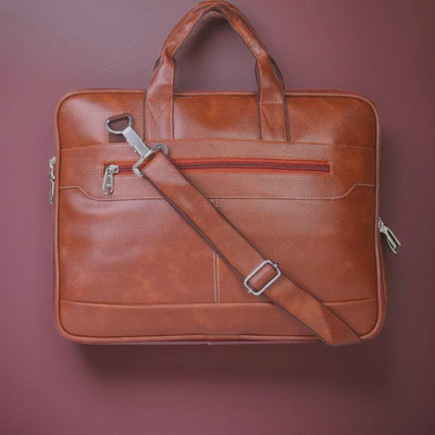 JairaJ Unisex Synthetic Leather Laptop Shoulder Messenger Bag men women Waterproof Messenger Bag(Tan, 463 L)