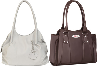 semiize Women Brown, White Shoulder Bag(Pack of: 2)