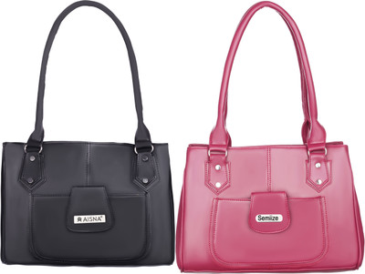 semiize Women Maroon, Black Shoulder Bag(Pack of: 2)