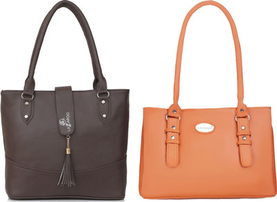 Lazzaroo Women Brown, Tan Shoulder Bag(Pack of: 2)