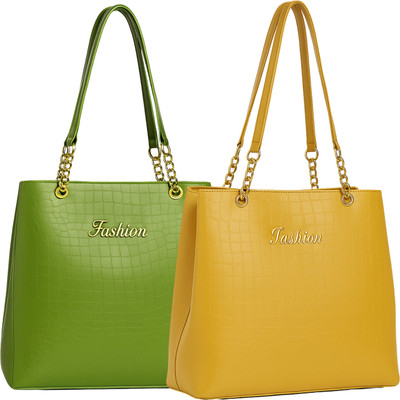 Vedara Women Green, Yellow Messenger Bag(Pack of: 2)