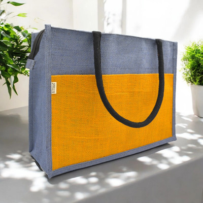 JUTEKA Women Blue, Gold Tote