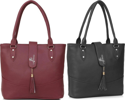 Lazzaroo Women Maroon, Black Shoulder Bag(Pack of: 2)
