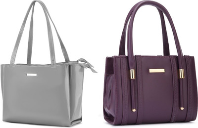Trendycraft Women Grey, Purple Shoulder Bag(Pack of: 2)