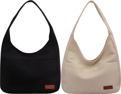 Trendycraft Women Black, White Shoulder Bag(Pack of: 2)