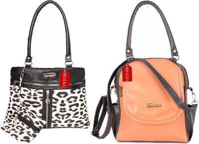 M R ALKA Women Orange, White Messenger Bag(Pack of: 2)