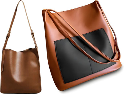 Trendycraft Women Tan, Beige Shoulder Bag(Pack of: 2)