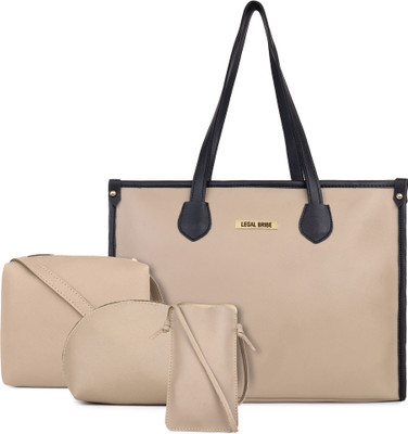 LEGAL BRIBE Women Beige Tote(Pack of: 4)