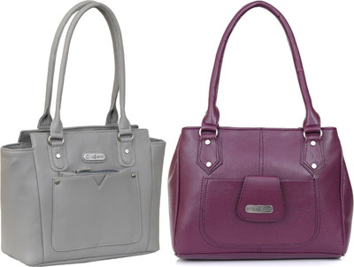 Lazzaroo Women Grey, Purple Shoulder Bag(Pack of: 2)