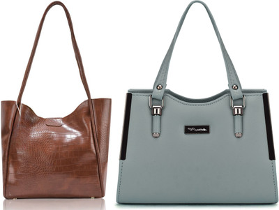 Trendycraft Women Tan, Green Shoulder Bag(Pack of: 2)