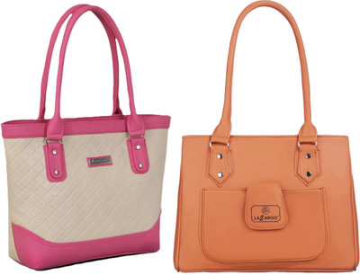 Lazzaroo Women Beige, Pink, Tan Shoulder Bag(Pack of: 2)