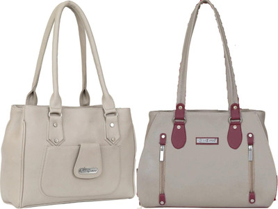 Lazzaroo Women White, Beige Shoulder Bag(Pack of: 2)