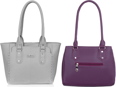 Lazzaroo Women Grey, Purple Shoulder Bag(Pack of: 2)