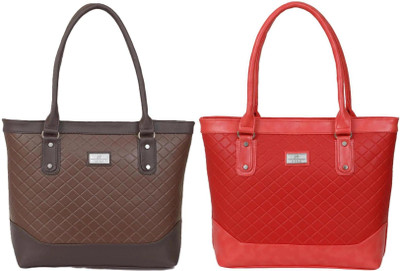 Lazzaroo Women Brown, Red Shoulder Bag(Pack of: 2)