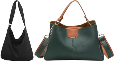 Trendycraft Women Black, Green Sling Bag(Pack of: 2)