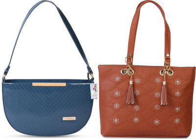 MSK Collection Women Blue, Brown Messenger Bag(Pack of: 2)