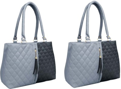 nf fashion Women Grey Handbag(Pack of: 2)