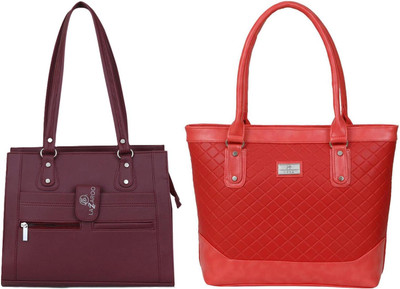 Lazzaroo Women Maroon, Red Shoulder Bag(Pack of: 2)