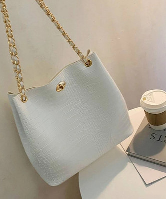 DECORZ Women White Shoulder Bag