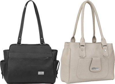 Lazzaroo Women Black, White Shoulder Bag(Pack of: 2)