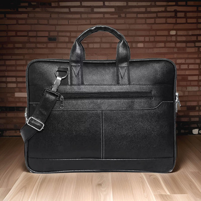 JairaJ Unisex Synthetic Leather Laptop Shoulder Messenger Bag men women Waterproof Messenger Bag(Black, 22 L)