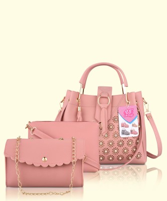 LIKE STYLE Women Pink Messenger Bag(Pack of: 3)