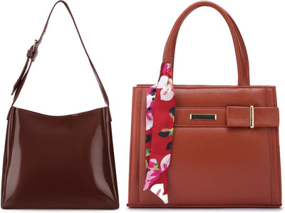 Trendycraft Women Tan, Brown Handbag(Pack of: 2)