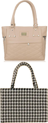 KSC Women Beige, Black Handbag