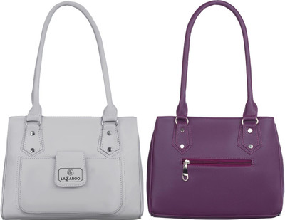 Lazzaroo Women Grey, Purple Shoulder Bag(Pack of: 2)