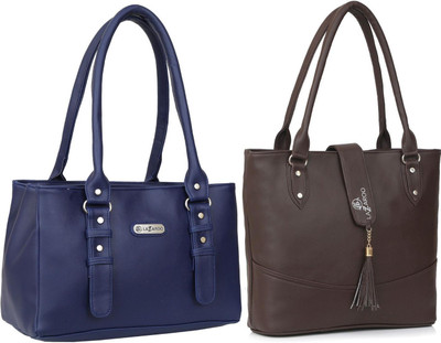 Lazzaroo Women Blue, Brown Shoulder Bag(Pack of: 2)